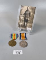 WWI medal duo to include: 1914-18 War Medal and 1914-19 Victory Medal awarded to 42504 Private A