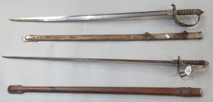 George V British Army Officer's sword, having wire bound shark skin grip and three bar hilt,