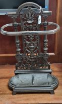 Victorian style cast iron stick and umbrella stand with lift up drip tray. (B.P. 21% + VAT)