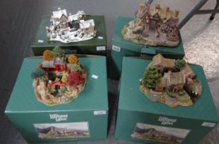 Four large Lilliput lane models to include: 'The King's Arms', 'Homeward Bound for Christmas', '