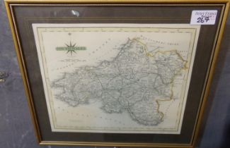 John Speede, 'Breknoke', an original later coloured map, Framed and glazed, together with John