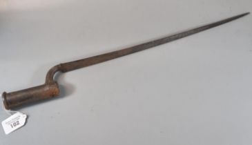 19th century, probably Brown Bess, British socket bayonet with triangular fluted blade. 53cm long