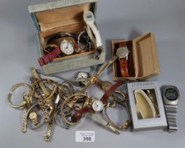 Large collection of vintage and other wristwatches to include: Polo Franchi, Egona, Timex etc. (B.P.