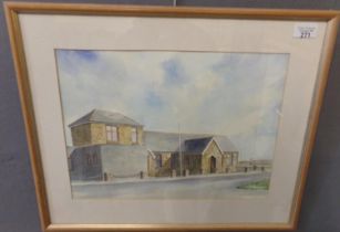 David Evans (Welsh 20th century) architectural study, watercolours. Framed.