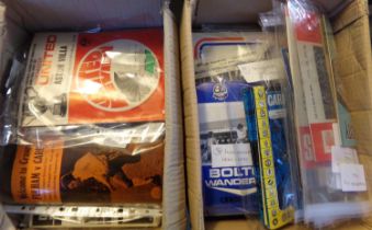 Two boxes of football programmes, club and international: Wales, England, Scotland, Cardiff City,