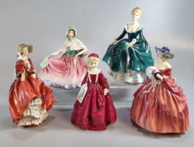 Four Royal Doulton figurines to include: 'Top O'the Hill' HN1834, 'Genevieve' HN1962, 'Janine'