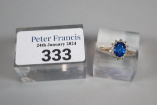 9ct gold blue and clear stone dress ring. 2.3g approx. Size N1/2. (B.P. 21% + VAT)