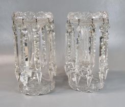 Pair of Victorian clear glass vase lustres. (2) (B.P. 21% + VAT)