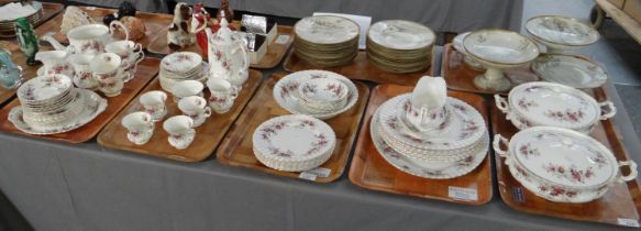 Five trays of Royal Albert English bone china 'Lavender Rose' design items to include: lidded