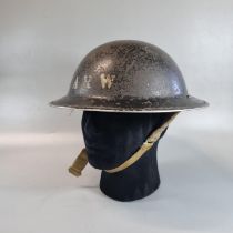 WWII period British design Brodie steel helmet with painted ARW motif stencilled to the front (Air