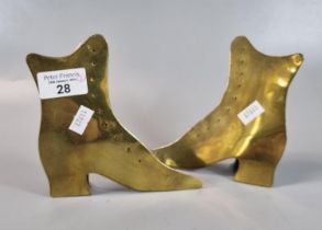 Pair of two dimensional brass Victorian design ladies boots. (B.P. 21% + VAT)