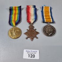 WWI medal trio to include: 1914-15 Star, 1914-18 War Medal and 1914-19 Victory Medal awarded to 1504