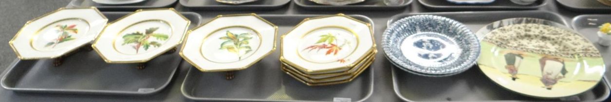 Three trays of china to include: 19th Century Royal Worcester part dessert service with hand painted