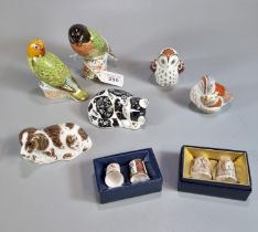 Collection of Royal Crown Derby animal paperweights to include: 'Scruff', 'Misty', 'Teal