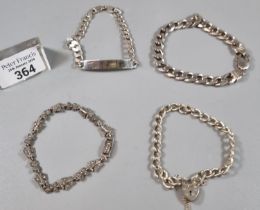Collection of silver curb link gentleman's and ladies bracelets. 2.2 troy oz approx. (B.P. 21% +