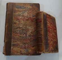 Two antiquarian half leather bound hardback books with marbled boards; one miniature 'French