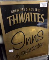 Heavy brass advertising sign, 'Thwaites Inns of Character, Brewers since 1807'. (B.P. 21% + VAT)
