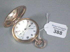 9ct gold full hunter pocket watch, the enamel face with Roman numerals. (B.P. 21% + VAT)