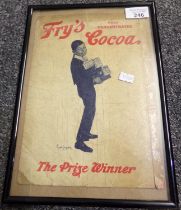 After Pear's, an advertising card, 'Fry's Pure Concentrated Coco, The Prize Winner'. Framed and