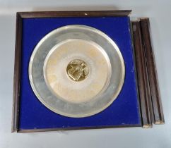 Case limited edition silver College of Arms 1953-1978 Queen's Coronation dish/plate. 26.5cm