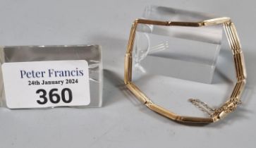 15ct rose gold five bar gate bracelet. 13.5g approx. (B.P. 21% + VAT)