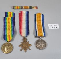 WWI Medal Trio to include: 1914 'Mons Star', 1914-18 War Medal, 1914-19 Victory Medal together