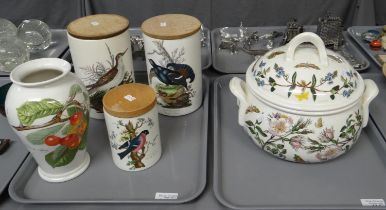 Two trays of Portmeirion pottery to include: 'The Botanic Garden' Lidded two handled tureen or