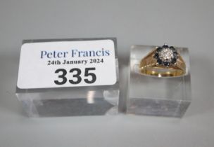 18ct gold diamond and sapphire ring. 5g approx. Size K1/2. (B.P. 21% + VAT)