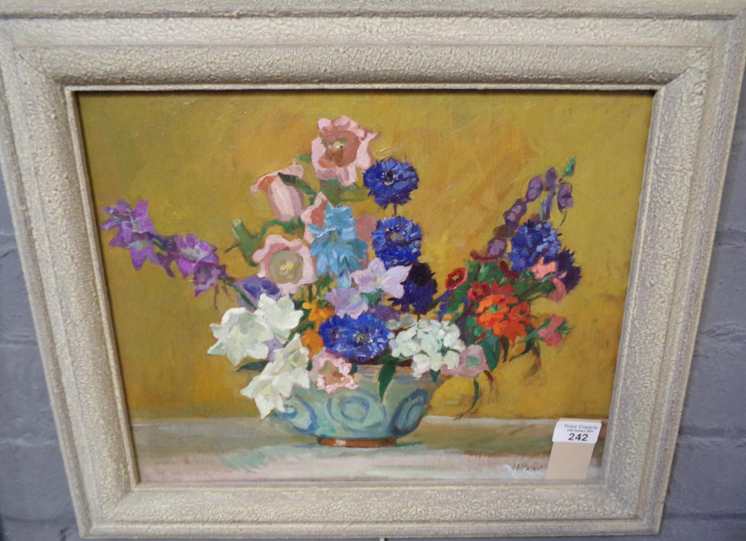 John Anthony Park RBA (British 1880 - 1962), 'Summer flowers', signed. Oils on panel. 32x40cm