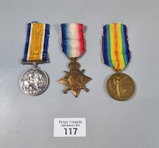 WWI medal trio, to include: 1914-1915 Star, 1914-18 War Medal and 1914-19 Victory medal, awarded