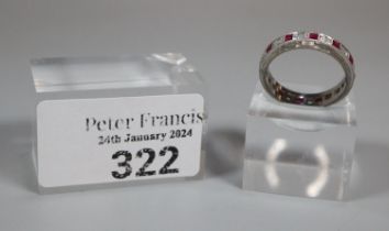 18ct white gold diamond and ruby eternity ring. 5g approx. Size P. (B.P. 21% + VAT)