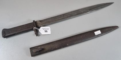 German WWI period Ersatz bayonet and metal scabbard. Overall 45cm long approx. (B.P. 21% + VAT)