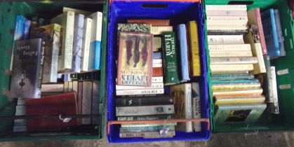 Three boxes of books to include: various by Rosamunde Pilcher, Penelope Lively first editions; 'Heat