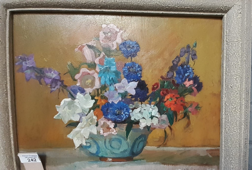 John Anthony Park RBA (British 1880 - 1962), 'Summer flowers', signed. Oils on panel. 32x40cm - Image 3 of 4