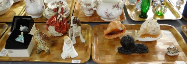 Two trays of assorted items to include: Royal Doulton figurines: 'Top O'the Hill' HN1834 and 'This