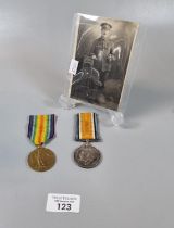 WWI medal duo to include: 1914-18 War Medal and 1914-19 Victory Medal awarded to 4917 Private J G