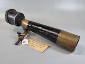 Karl Zeiss Starmor No. 316 brass and enamelled white metal fixed mount triple ocular telescope,