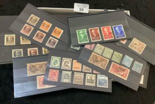 All World selection of stamps, mostly on black cards in small box, good range of mint and used. (B.