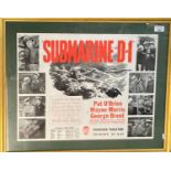 Framed cinema poster, 'Submarine D-1' by Warner Brothers. 44x53cm approx. Framed and glazed. (B.P.