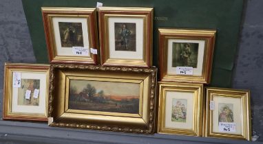 Collection of assorted portrait miniature prints, a folio of unframed prints after Richard J Willett