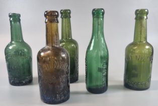 Vintage glass bottles to include: James Williams Narbeth and Pembroke Dock, Haydn Williams