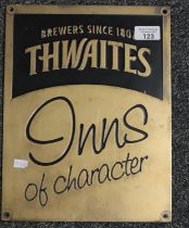 Heavy brass advertising sign, 'Thwaites Inns of Character, Brewers since 1807'. (B.P. 21% + VAT)