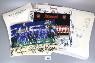 Collection of sporting and other ephemera to include: signed Arsenal 2004/2005 coloured print,