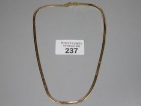 18ct gold herring bone design ladies necklace. 10.8g approx. (B.P. 21% + VAT)