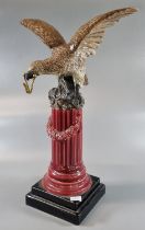 Ceramic novelty pocket watch/clock holder in the form of an eagle with outstretched wings standing