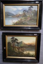 Frank Hider (British 20th century), Scottish Loch scenes, a pair, signed. Oils on canvas. 37x47cm