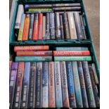 Two trays of hard back books to include: large collection by Harlan Coben, Colin Dexter, David