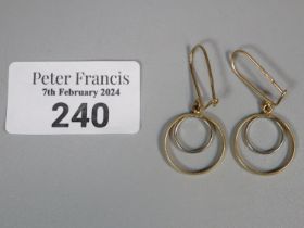 Pair of 18ct gold double hoop earrings. 3g approx. (B.P. 21% + VAT)
