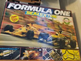 Scalextric Formula 1 Silverstone electric racing set in original box together with another