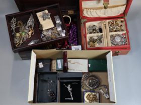 Two jewellery boxes of assorted costume jewellery and a collection of other jewellery to include: